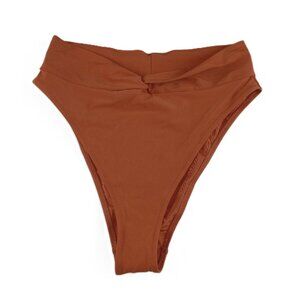 Aerie Twist High Cut Cheeky Bikini Bottom Women's Size Large Jupiter Brown Swim